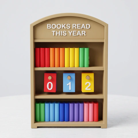 Contador de Livros 3D | Book Tracker com 30 Livrinhos Coloridos