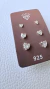 Trio de Brincos Coração com Zircônia em Prata 925 Legítima 3/4/5mm