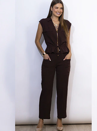 Calça Feminina com cós com elástico e cordão -39237