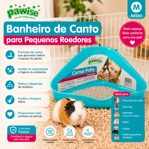 Banheiro de Canto para Hamster e Roedores Pawise Médio Azul