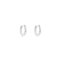 Brinco Argola 11mm · Meia Cravação · Zircônia Branca · Ródio