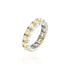Anel Aliança Éternité · Inteira · Ponto de Luz · 4mm · Amarela