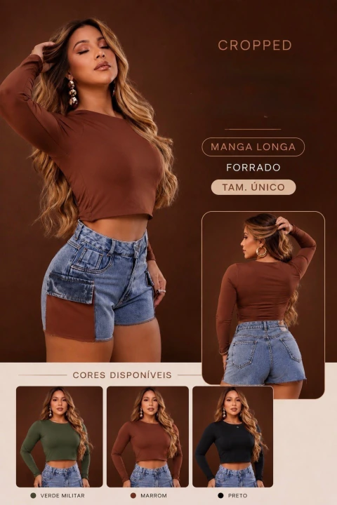 Croped manga longa - comprar online