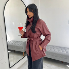 Maxi Jaqueta Couro Fake tom Café Bourbon