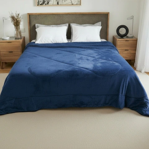 Edredón 2 1/2 Plazas Marino Triple Flannel Corderito