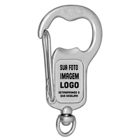 Chaveiro Mosquetão Abridor Personalizados 02 Lados Com Sua Arte