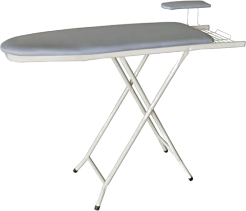 MESA DE PASSAR ACOLINE C/ TECIDO METALIZADO E C/ PASSA MANGAS