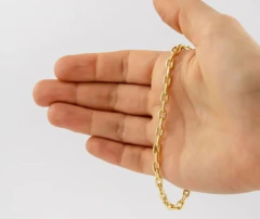 Pulseira Masculina Ouro 18k 750 Maciça Elo Cadeado 3mm 6g - comprar online