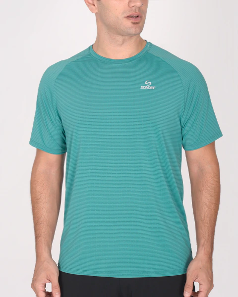 REMERA DE POLIESTER TRAMADO TURQUESA