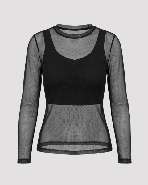 Blusa em Tule com Manga Longa