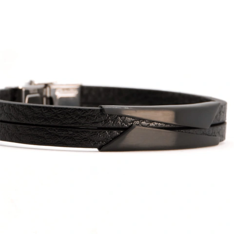 Pulsera De Cuero Black Dual