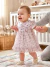Vestido. Cor bege com flores . Saia de tule - loja online