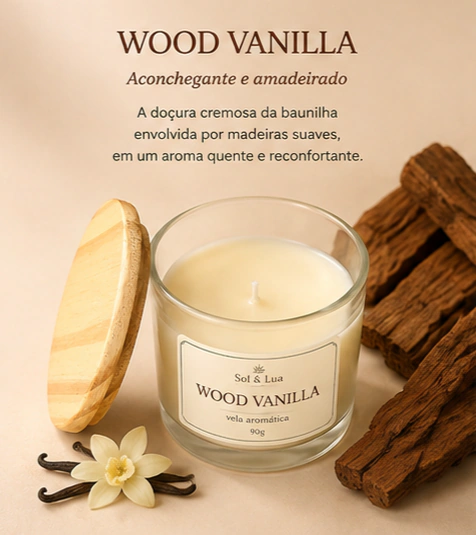 Vela Aromática Wood Vanilla 90g