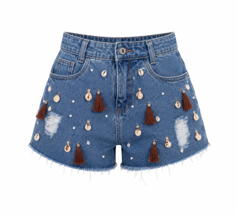 Short Jeans Búzios & Franjas
