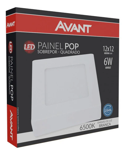 PAINEL QUAD SOB 6W 6500K 12X12