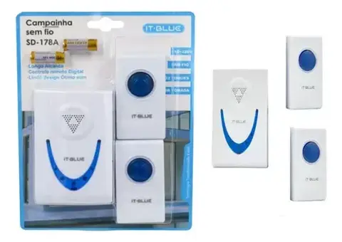 CAMPAINHA SEM FIO DUPLA SD-178A IT-BLUE