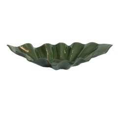 Folha larga em vidro verde com borda apicoada -- 87 cm × 44 cm