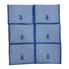 Set Guardanapos de coquetel Formiga Xadrez Azul 6 peças