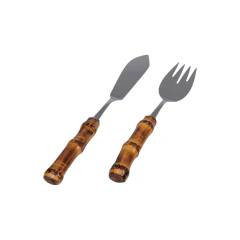 Conjunto trinchante para peixe Bambu Natural Escuro