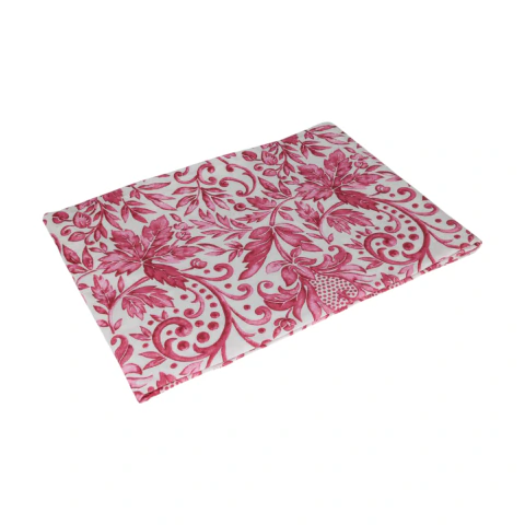 Toalha Retangular Jardim branca e fucsia de 2,60 m x 1,80 m