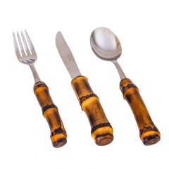 Faqueiro Sobremesa Bambu Escuro 18 peças