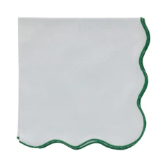 Guardanapo Guirlanda algodão branco com borda verde folha