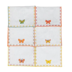 Set Guardanapos de coquetel Borboletas 6 peças