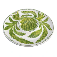 Prato para alcachofra verde e branco