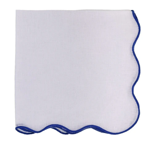 Guardanapo Guirlanda linho bordado azul chines