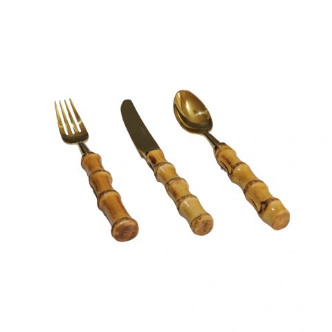 Faqueiro de Mesa Bambu Dourado 18 peças