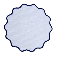 Set Porta copos Montblanc em tela dupla face branco em borda azul chines