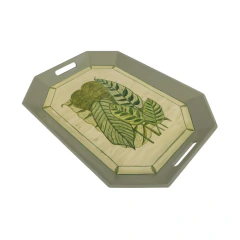 Bandeja G Folhas verde celadon com alça