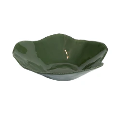 Travessa M em vidro verde com borda apicoada -- 50 cm de diâmetro × 13 cm de altura