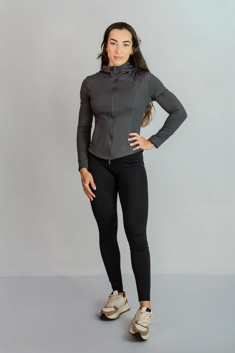 Jaqueta Slim Peluciada Cinza Chumbo