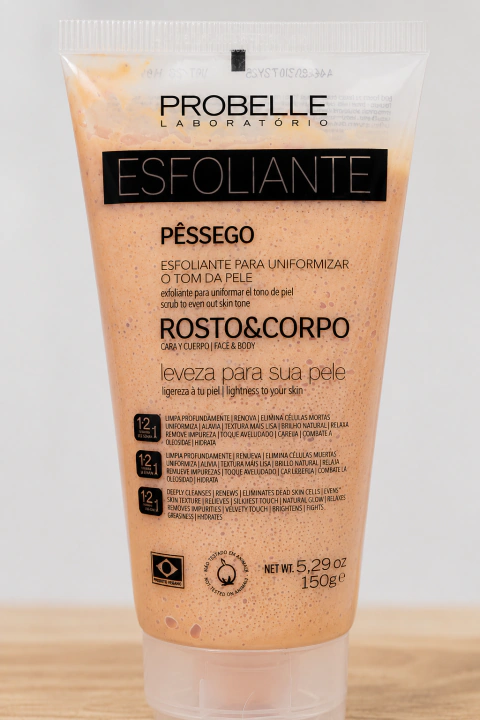Esfoliante Facial e Corporal Pêssego Probelle 150g – Renovação e Maciez para a Pele