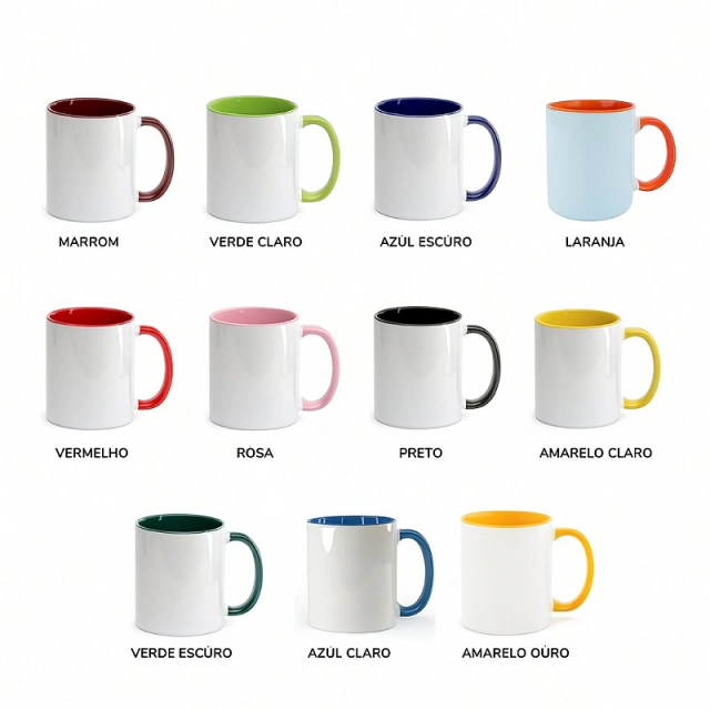 Canecas de interior colorido para sublimação