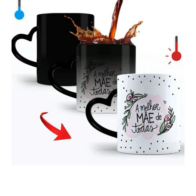 Canecas mágicas com alça de coração