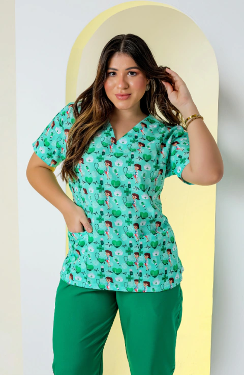 Scrub Estampado Enfermeira Verde