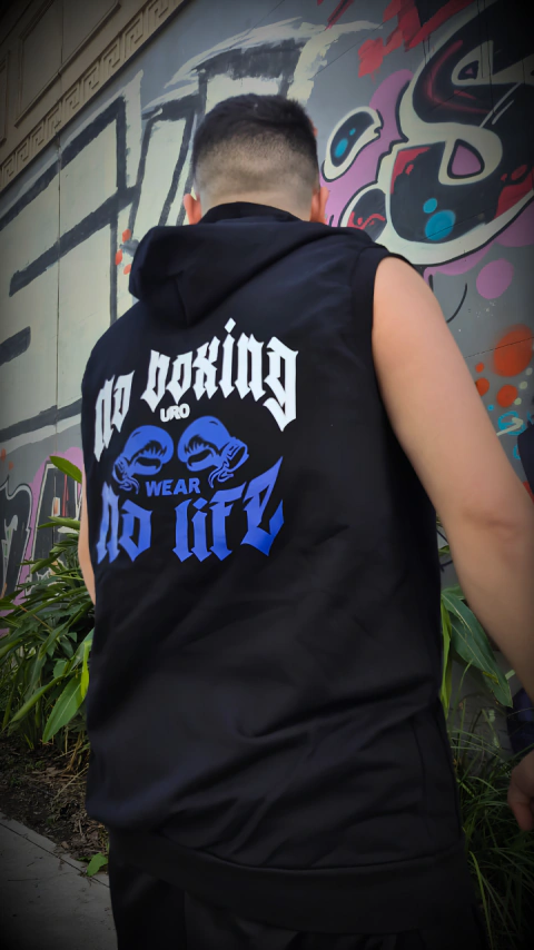Sudadera Rustica | Hoodie sin Mangas Boxeo No Boxing No Life | Urowear