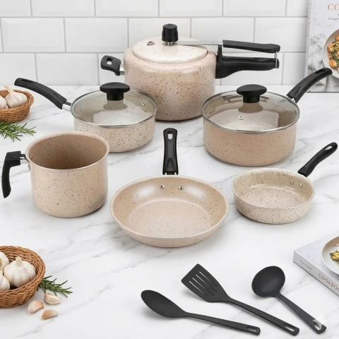 Conjunto 9 Panelas Antiaderente Com Panela De Pressão 2L