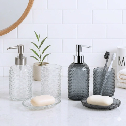 Set de baño x3 vidrio
