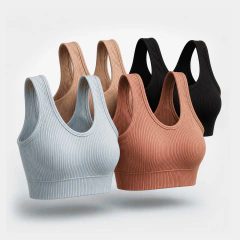 Kit 4 Top Cropped Canelado Premium Com Bojo Removível Conforto