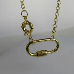 Colar Corrente de Elo Largo com Fecho Boia e Mosquetão Banhado em Ouro 18k na internet