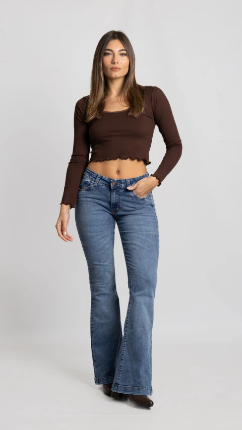 1004 | OXFORD NEVADO GUISEL H / MARRON TIRO MEDIO ANDAR JEANS