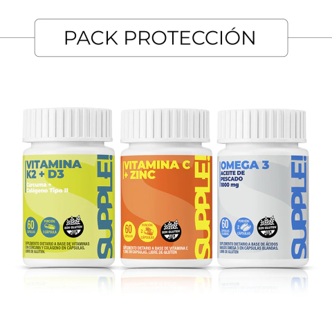 PACK PROTECCIÓN: Omega 3 + Vitamina C + Zinc + Vitamina K2+D3