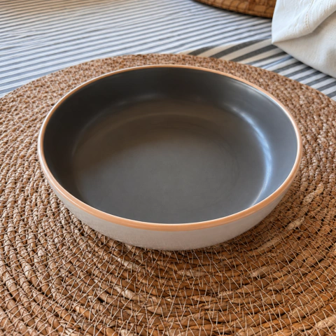 Plato Hondo Gris Oscuro 20 cm juego x 6
