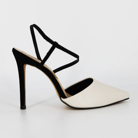 Scarpin P&B Slingback Salto Alto Fino