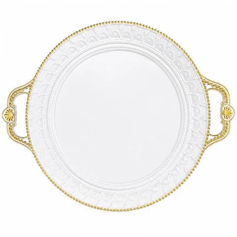 Bandeja Branca e Dourada 28cm