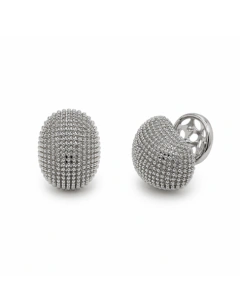 Brinco argola oval texturizada aço
