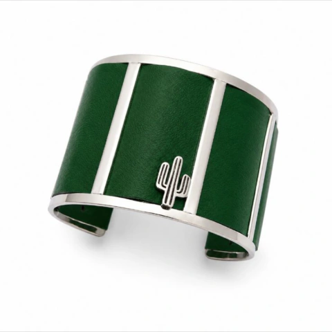 925 Silver and Vegan Cactus Leather Bracelet from the Mexican Company Desserto
